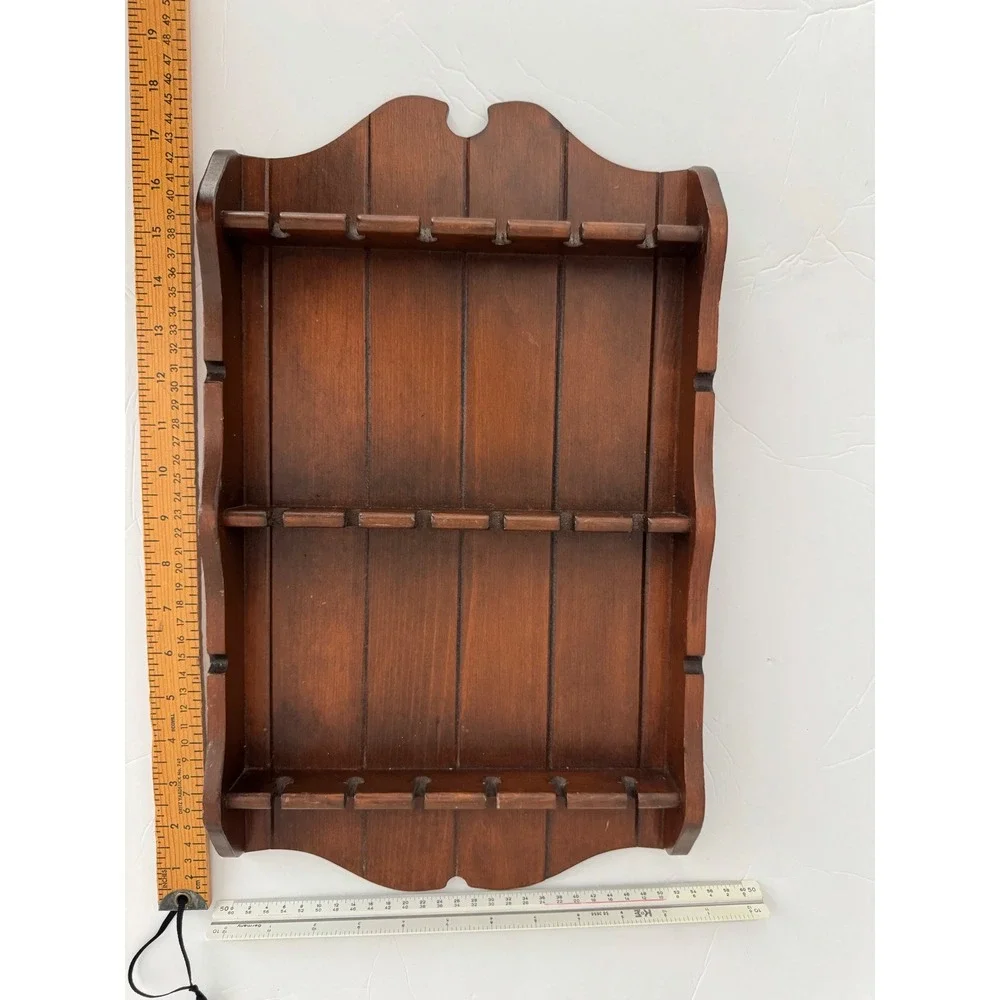 Vintage Wood Wall Spoon Rack 3-Tier Cottagecore Jewelry Floral Display Shelf